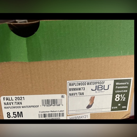 JBU by Jambu Women's Maplewood Waterproof Rain Mid Calf Boot TAN/NAVY New - Picture 6 of 7